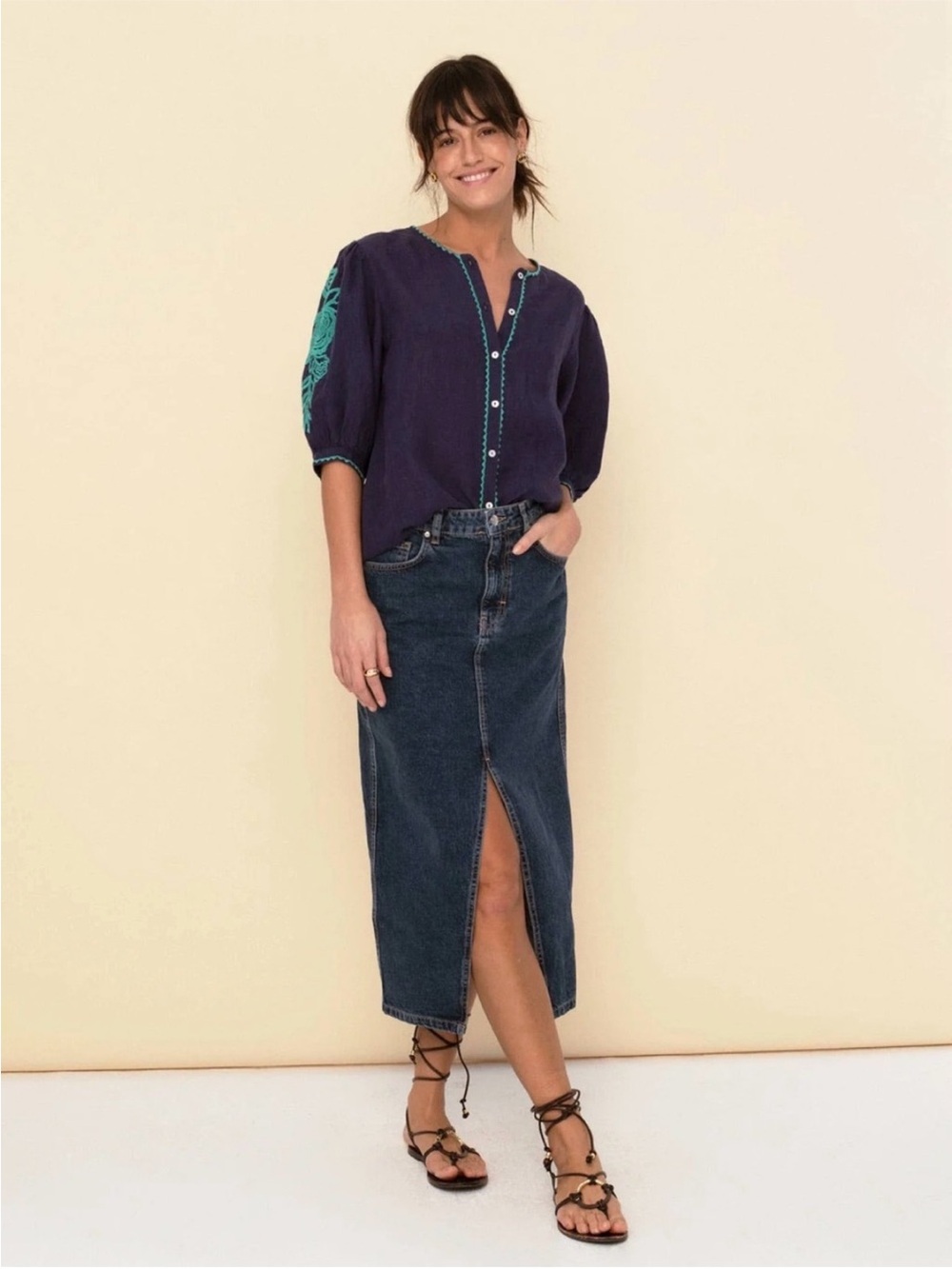NEW Sonmer $170 Navy Blue Mily Blouse